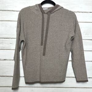 Staccato Knit Hoodie Size Small Neutral Taupe Lightweight Hooded Sweater